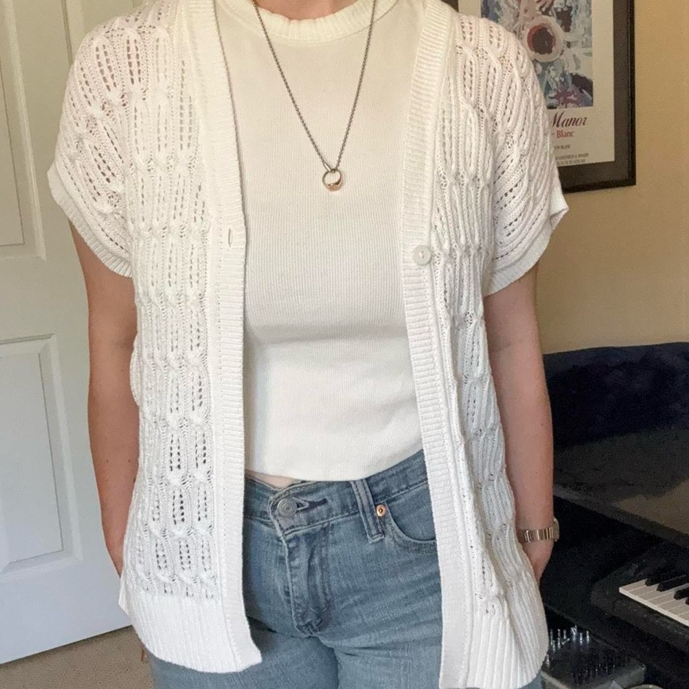 Liz Claiborne White Knit Cardigan